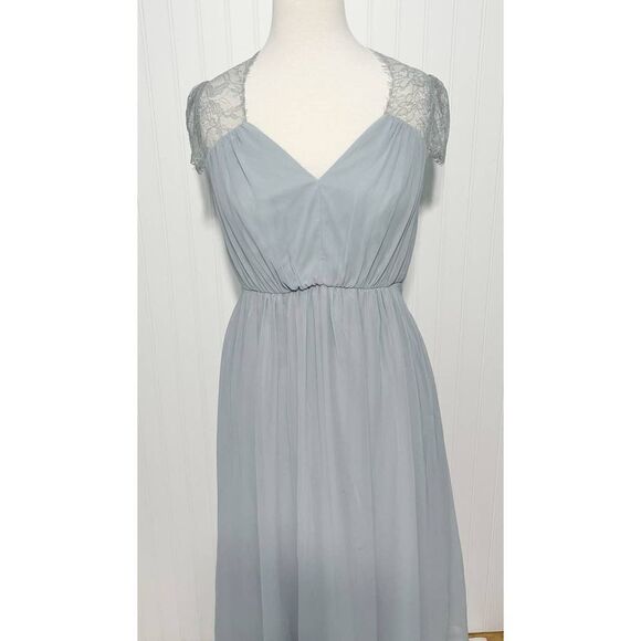 Asos Kate Lace Maxi Dress Gown Eyelash Lace V-Neck Short Sleeves Baby Blue 6 - Picture 16 of 16